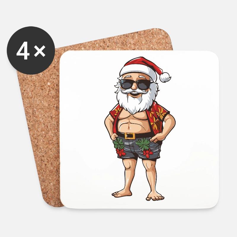 Weihnachtsmann Urlaub Santa - Untersetzer (4er-Set) - Weiß