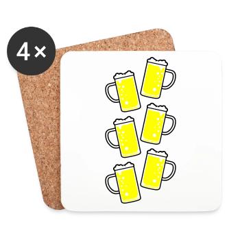 Chope de bière symbole de bière - Dessous de verre (lot de 4) - blanc - Devant