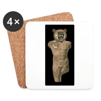 Statue d'ours grec - Dessous de verre (lot de 4) - blanc - Devant