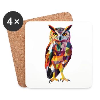 Low Poly Owl – modern design for the smart - Coasters (set of 4) - white - Front