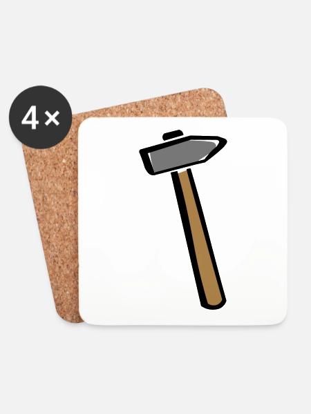 Tool handyman - Werkzeug Handwerker - Hammer - Untersetzer (4er-Set) - Weiß