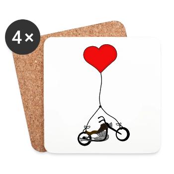 Chopper mit Herz - Untersetzer (4er-Set) - Weiß - Vorne