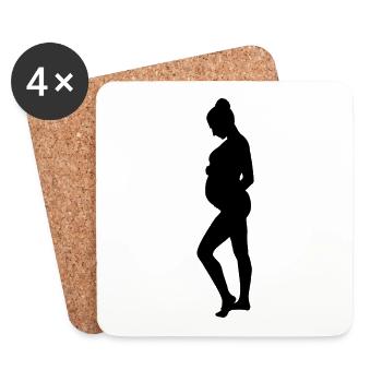 femme enceinte - Dessous de verre (lot de 4) - blanc - Devant