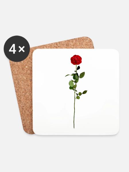 Red rose - Coasters (set of 4) - white