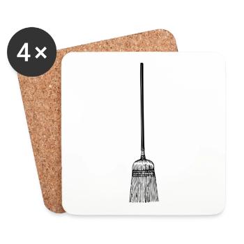 balai - Dessous de verre (lot de 4) - blanc - Devant