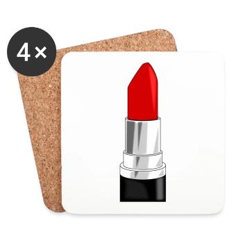 rouge à lèvres - Dessous de verre (lot de 4) - blanc - Devant