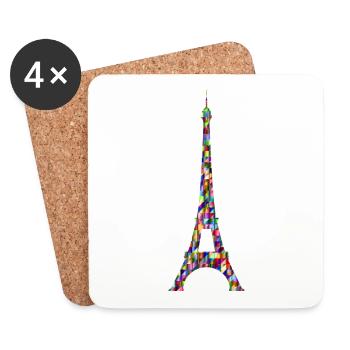 Eiffel Tower Rainbow - Coasters (set of 4) - white - Front