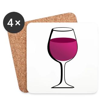 Glas mit rotem Wein - Untersetzer (4er-Set) - Weiß - Vorne