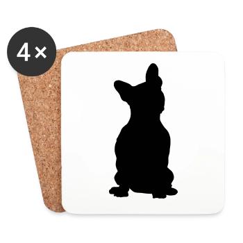 Bouledogue français - Dessous de verre (lot de 4) - blanc - Devant