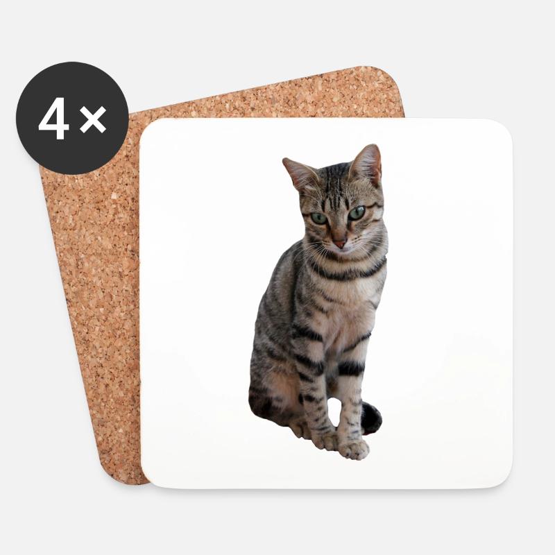 Katze Kätzchen Tigerkatze Katzenshirt Geschenk - Untersetzer (4er-Set) - Weiß