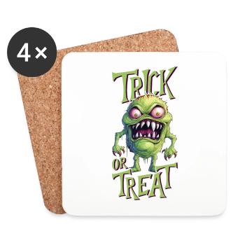 Halloween Monster Trick ou Treat Spooky Horror - Dessous de verre (lot de 4) - blanc - Devant