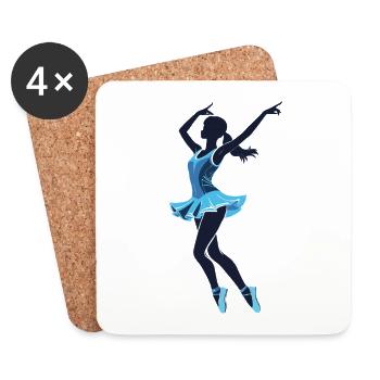Black and White Ballet Dancer Illustration - Sport - Untersetzer (4er-Set) - Weiß - Vorne