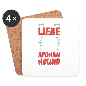 Ich liebe Afghanischer Windhund - Untersetzer (4er-Set) - Weiß - Vorne