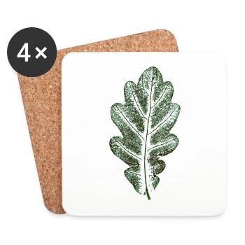 Eichenblatt Naturgrün / Blatt/ Eiche/Baum - Untersetzer (4er-Set) - Weiß - Vorne