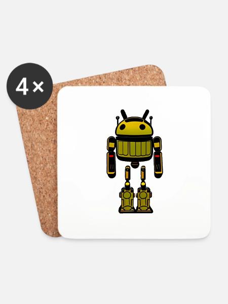 Android bin robot - Coasters (set of 4) - white