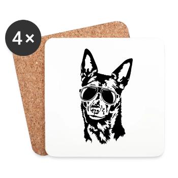 Australian Kelpie Cool Dog Portrait Wilsigns - Coasters (set of 4) - white - Front