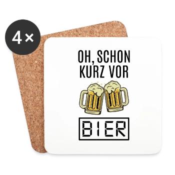 Bier Sprüche lustig Bierkrug Kurz vor Bier Uhr - Untersetzer (4er-Set) - Weiß - Vorne