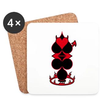Poker Teufel - Untersetzer (4er-Set) - Weiß - Vorne