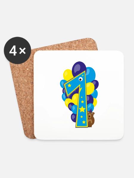 Kindergeburtstags-Zahl die glückliche eins. - Untersetzer (4er-Set) - Weiß