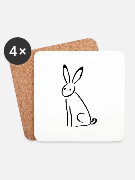 Rabbit - Coasters (set of 4) - white