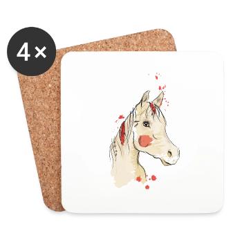 PFERD - INDIANER - REITEN - WESTERN - ENGLISCH - Untersetzer (4er-Set) - Weiß - Vorne
