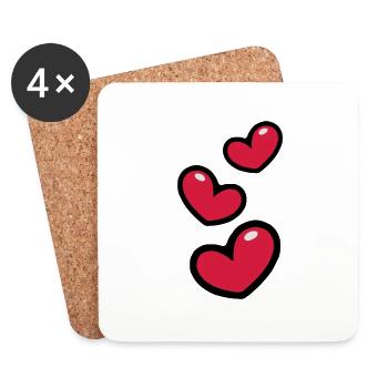 Herzen/Hearts - Untersetzer (4er-Set) - Weiß - Vorne