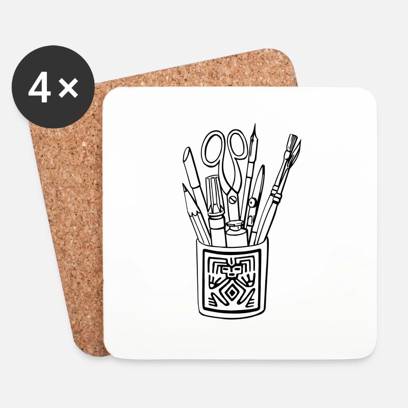 Stifte und Pinsel - UNIKAT-SHIRT.COM - Untersetzer (4er-Set) - Weiß