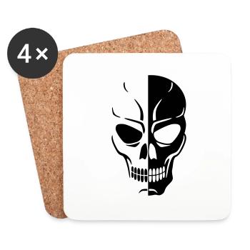 Totenkopf - Untersetzer (4er-Set) - Weiß - Vorne