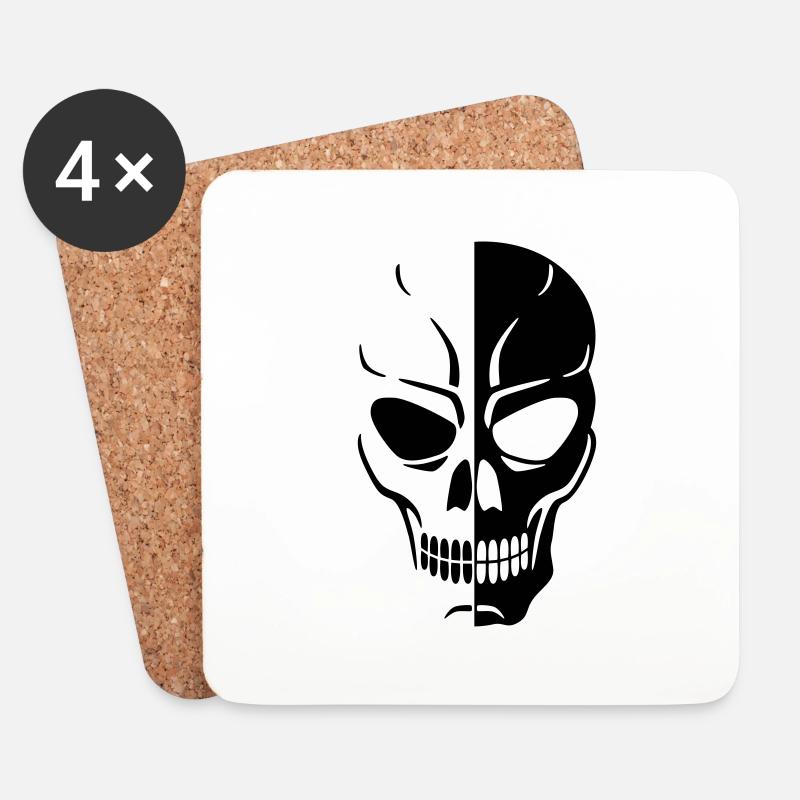 Totenkopf - Untersetzer (4er-Set) - Weiß