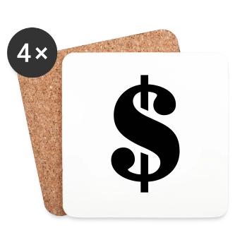 dollar sign - Coasters (set of 4) - white - Front