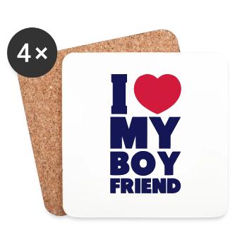 I LOVE MY BOYFRIEND - Coasters (set of 4) - white - Front