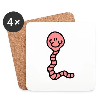 Worm - Coasters (set of 4) - white - Front