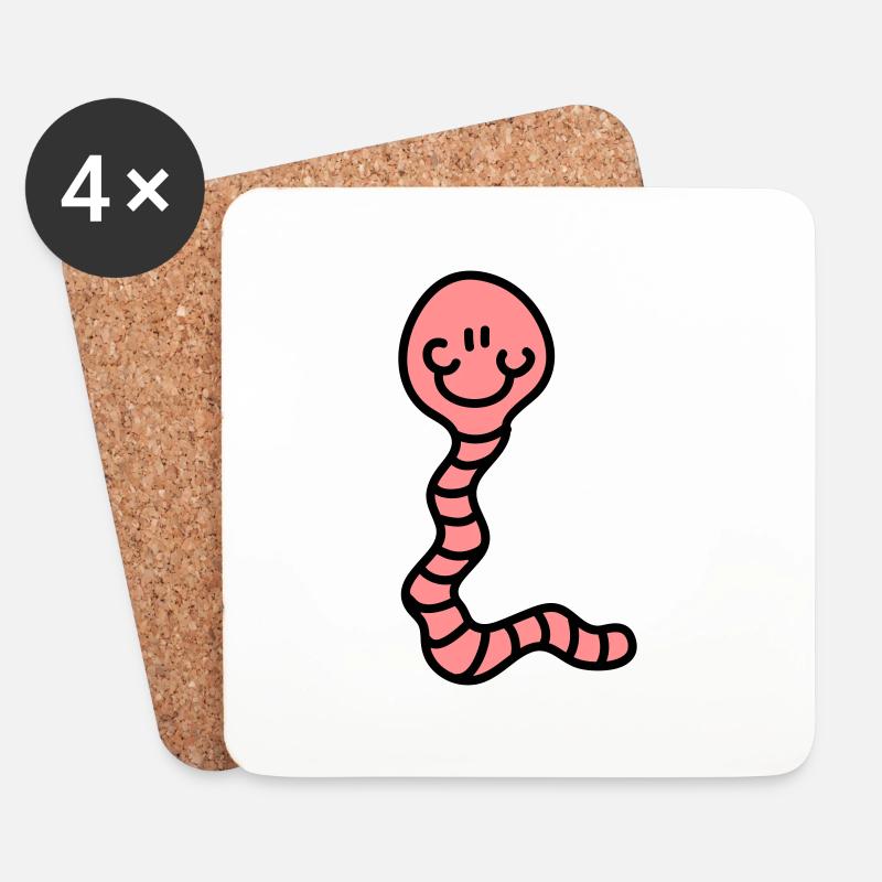 Wurm - Untersetzer (4er-Set) - Weiß