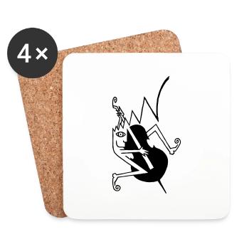 Rockabilly double bass / double bass - Coasters (set of 4) - white - Front