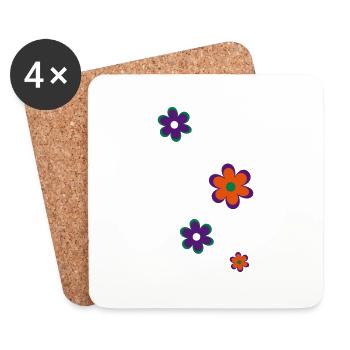 Blumen - Untersetzer (4er-Set) - Weiß - Vorne