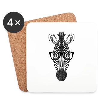 nerd_zebra - Untersetzer (4er-Set) - Weiß - Vorne