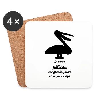 pelican grande gueule - Dessous de verre (lot de 4) - blanc - Devant