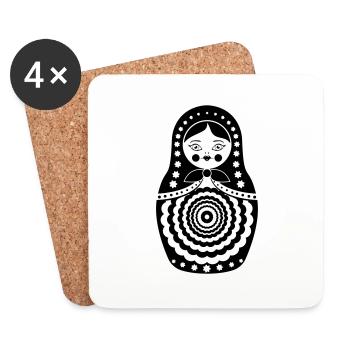 Matriochka Maroussia - Dessous de verre (lot de 4) - blanc - Devant