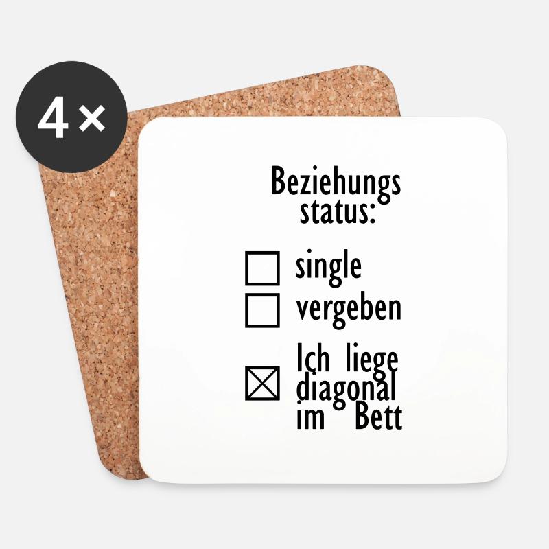 Beziehungsstatus single vergeben diagonal im Bett - Untersetzer (4er-Set) - Weiß