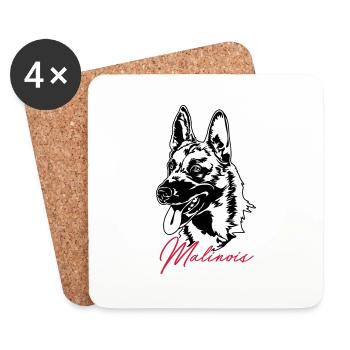 Malinois chien chiens chien sport Wilsigns IGP - Dessous de verre (lot de 4) - blanc - Devant