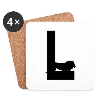 L lion - Dessous de verre (lot de 4) - blanc - Devant
