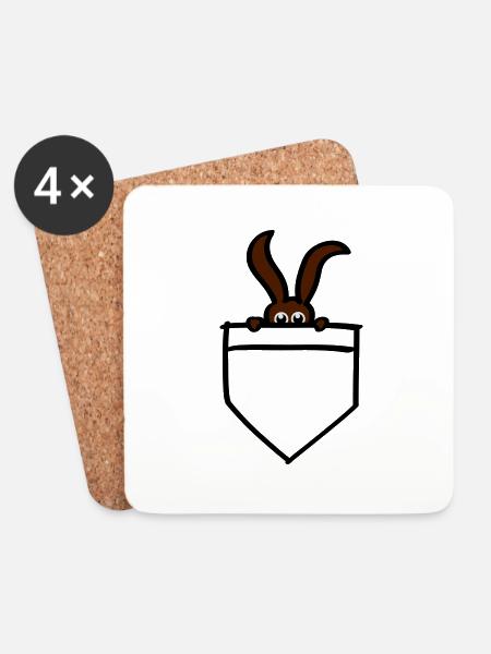 kaninchenrettung brusttasche hase kaninchen - Untersetzer (4er-Set) - Weiß
