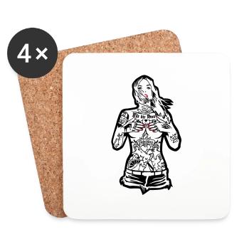 Tattoo Girl - For the Hood Karlsruhe - for bright - Coasters (set of 4) - white - Front