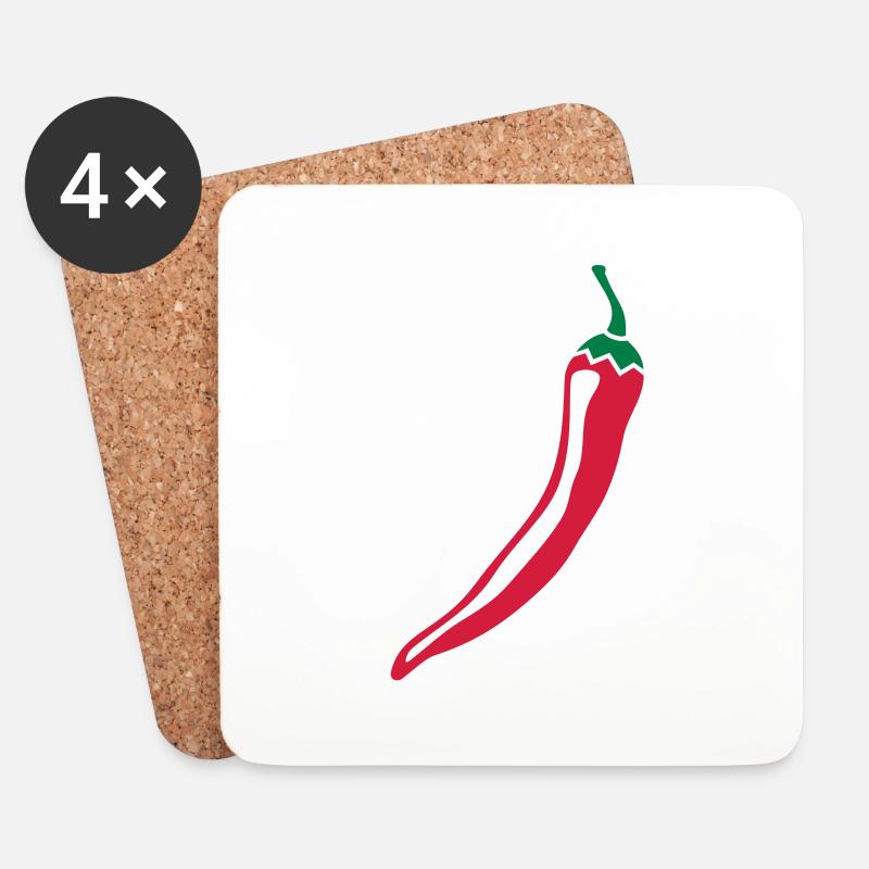 Chili - Untersetzer (4er-Set) - Weiß