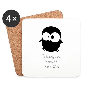An owl / / I could puke with happiness. - Coasters (set of 4) - white - Front