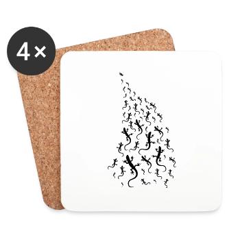 Lizards chasing a dragonfly - Coasters (set of 4) - white - Front