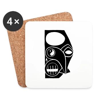 Maske Totem Druide Zauberer Zeremonie Yin Yang - Untersetzer (4er-Set) - Weiß - Vorne