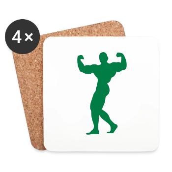 bodybuilding10 Figur Bodybuilding in. - Untersetzer (4er-Set) - Weiß - Vorne