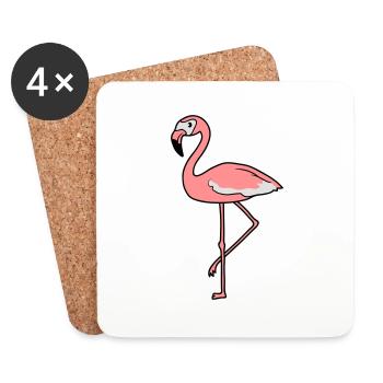 flamingo clipart comic cartoon vogel pink suess ni - Untersetzer (4er-Set) - Weiß - Vorne