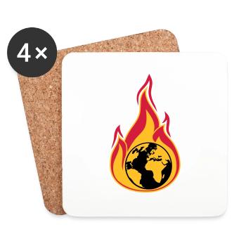 terre sur le feu planète accueil changement climatique global erw - Dessous de verre (lot de 4) - blanc - Devant